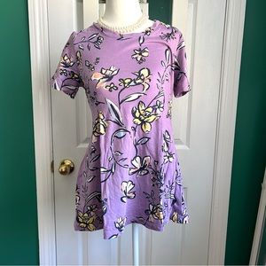 Purple Floral Short Sleeve Top LOGO by Lori Goldstein XS